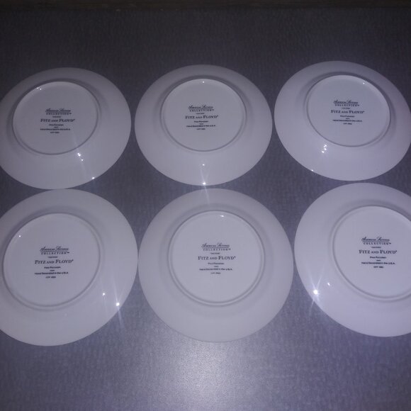 Fitz and Floyd Porcelain Plate and Mug Set Oak Park White Gold Trimmed Lot of 12 - Picture 3 of 16